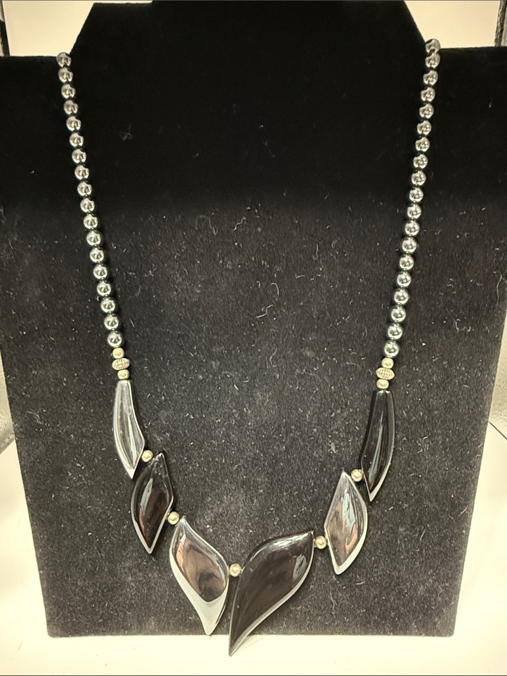 Black and Silver Leaf Pendant Necklace - Women Jewelry